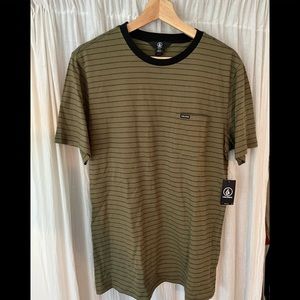 Volcom mens shirt medium striped green